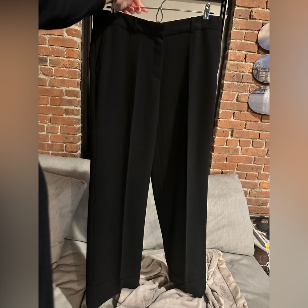 Mango wide leg trousers - black